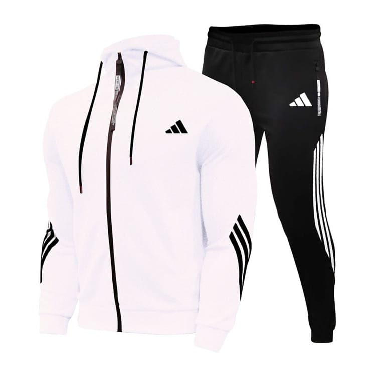 Thumbnail: Men Fashion Color Blocking Zipper Hoodie And Pants Two Pieces Set