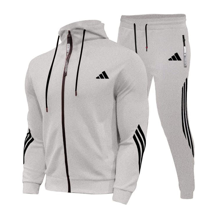 Thumbnail: Men Fashion Color Blocking Zipper Hoodie And Pants Two Pieces Set