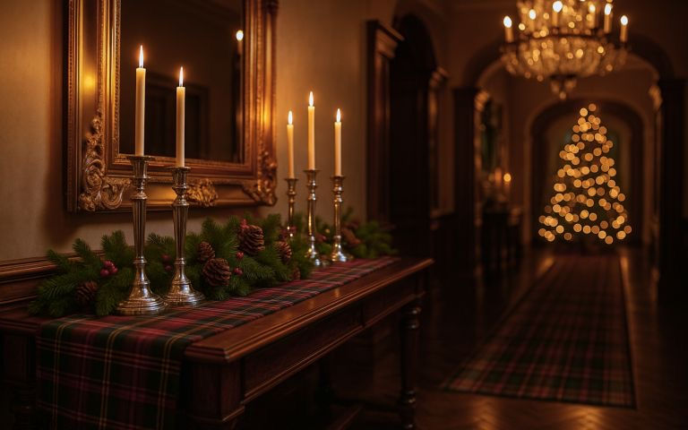 A plaid layered holiday table that captures the timeless Ralph Lauren Christmas aesthetic through texture and restraint. Image Credit: Ralph Lauren; All images belong to the creators.