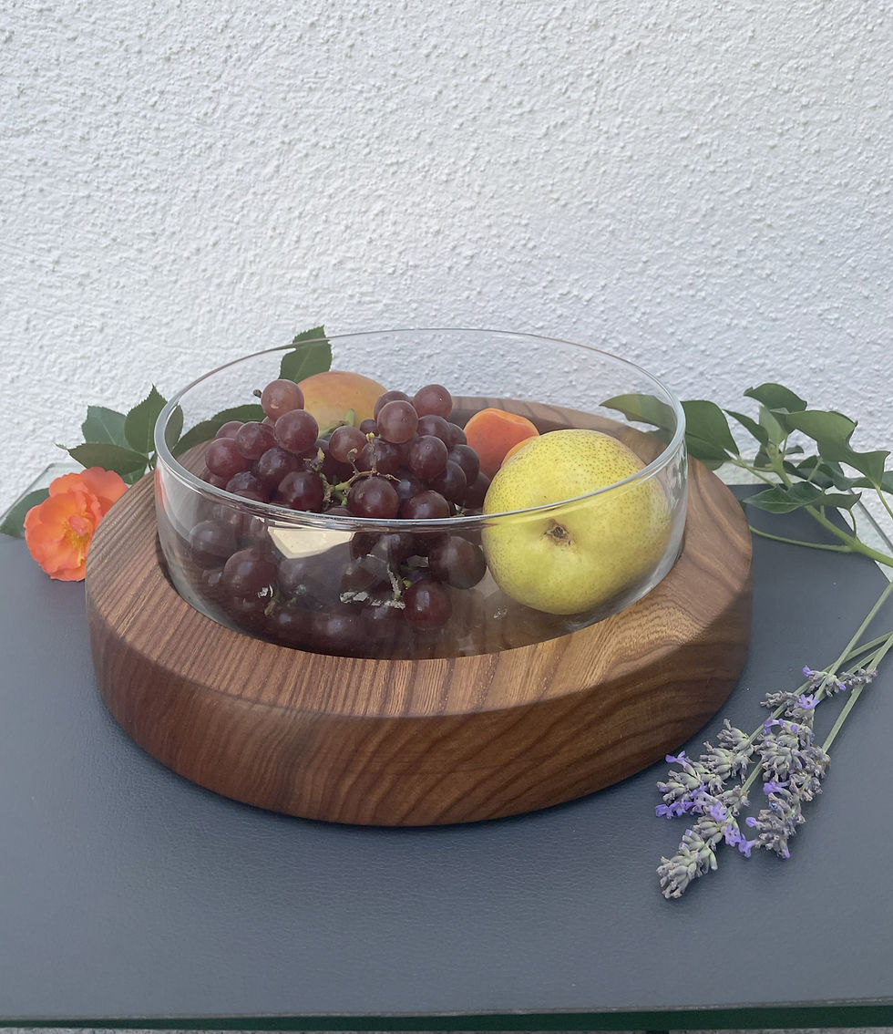 Obstschale Ulme mit Glaseinsatz