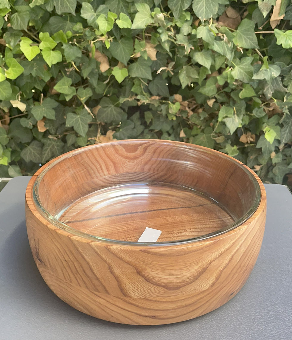 Holzschale Ulme mit Glaseinsatz