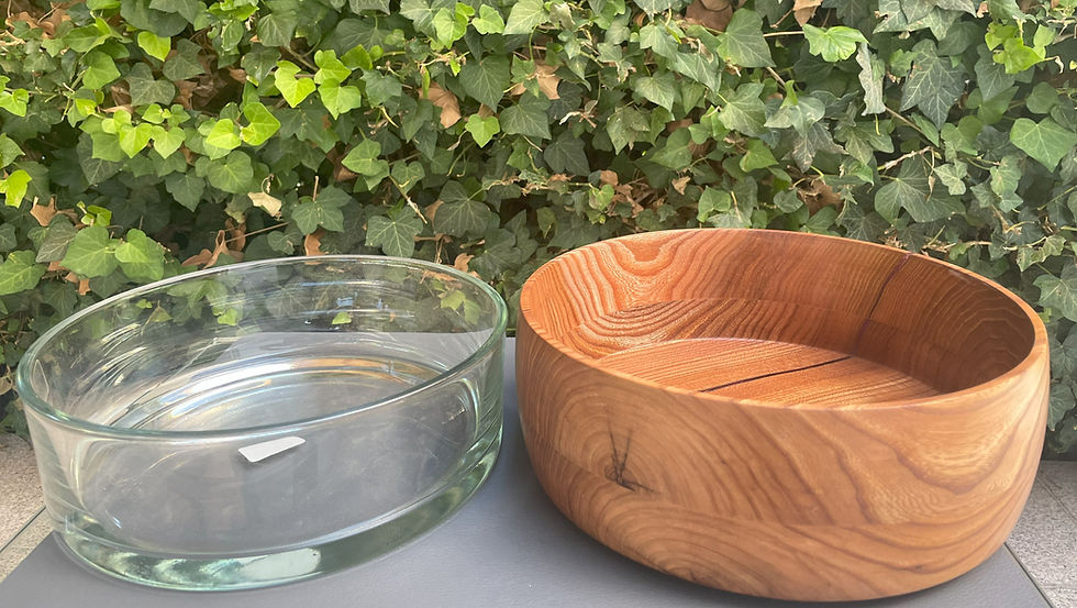 Holzschale Ulme mit Glaseinsatz