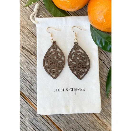 Steel & Clover - Mackenzie Wooden Earring - Brown