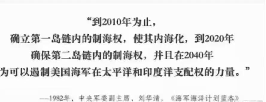 Liu Huaqing, Vice Chairman of the Central Military Commission, 1982, "Blueprint for the Chinese Navy's Ocean Plan.