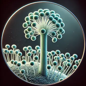DALL·E 2025-01-05 13.18.06 - A highly realistic depiction of Aspergillus species as viewed