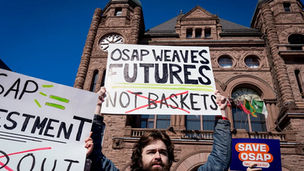 Students protesting the Ford government's OSAP changes. Via Evan Mitsui/CBC.