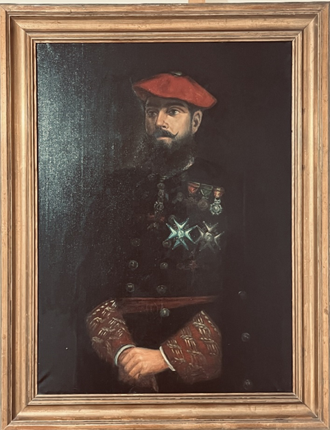 Retrato al óleo sobre lienzo de Carlos VII, pintado por Centella c. 1962.