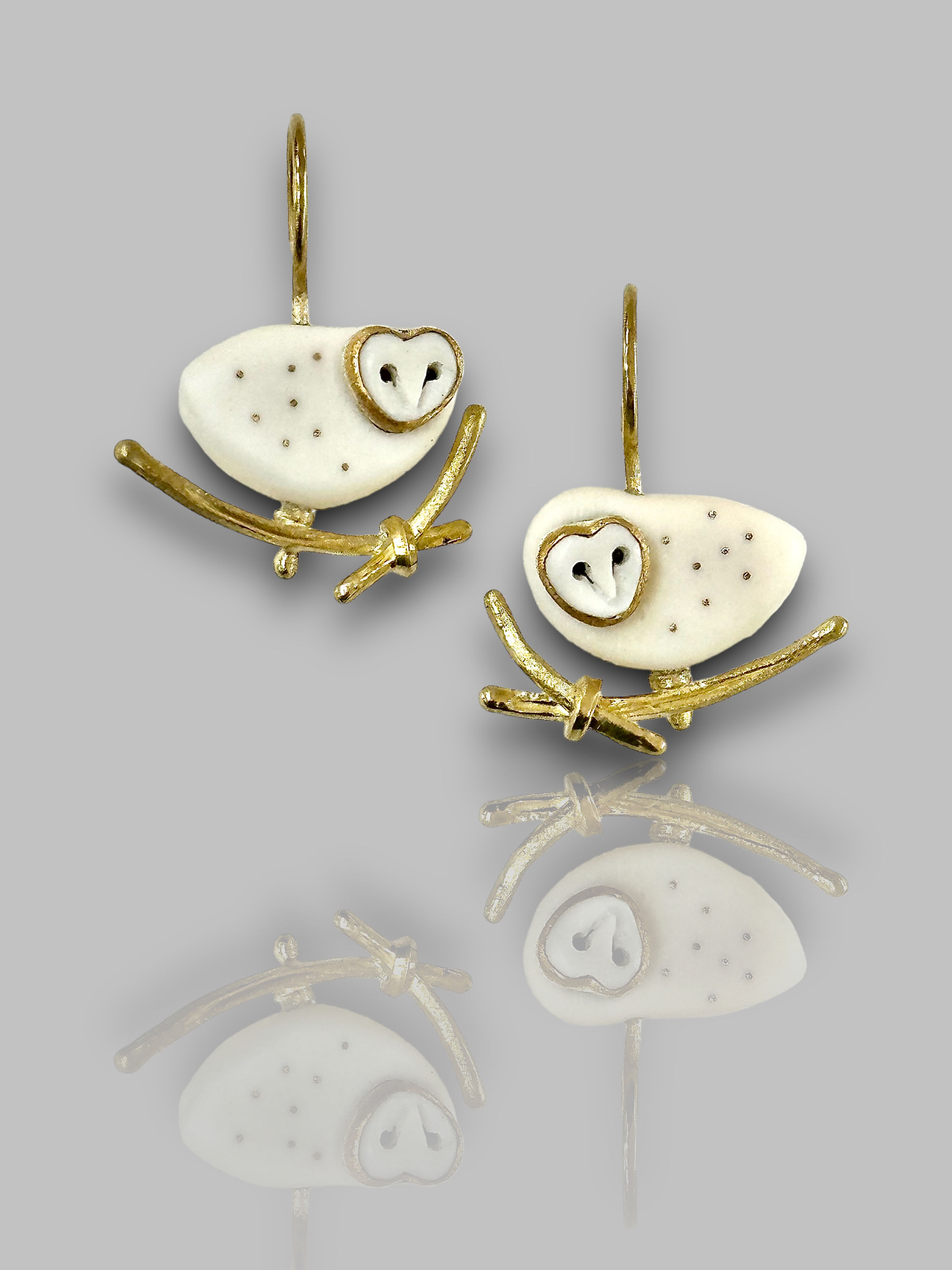 Small Bone Owl Earrings(gold version)