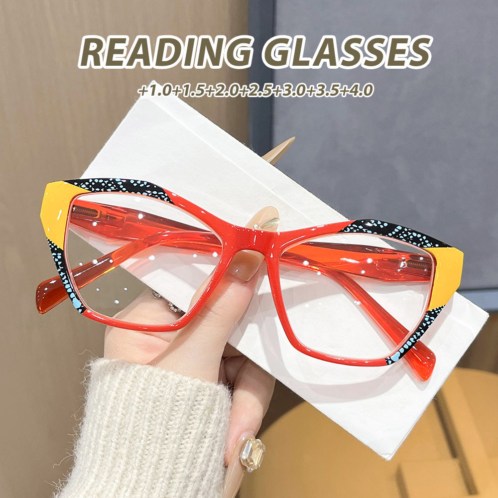 Oyalie Trendy Color-Blocked Polka Dot Reading Glasses Feature Eye-Catching Color