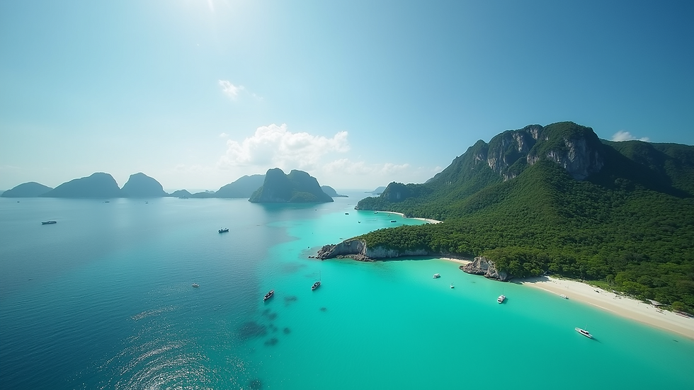 Vue aérienne des eaux turquoise autour des îles Phi Phi