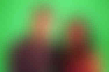 Presenting on the green screen set with Gigi Morley.