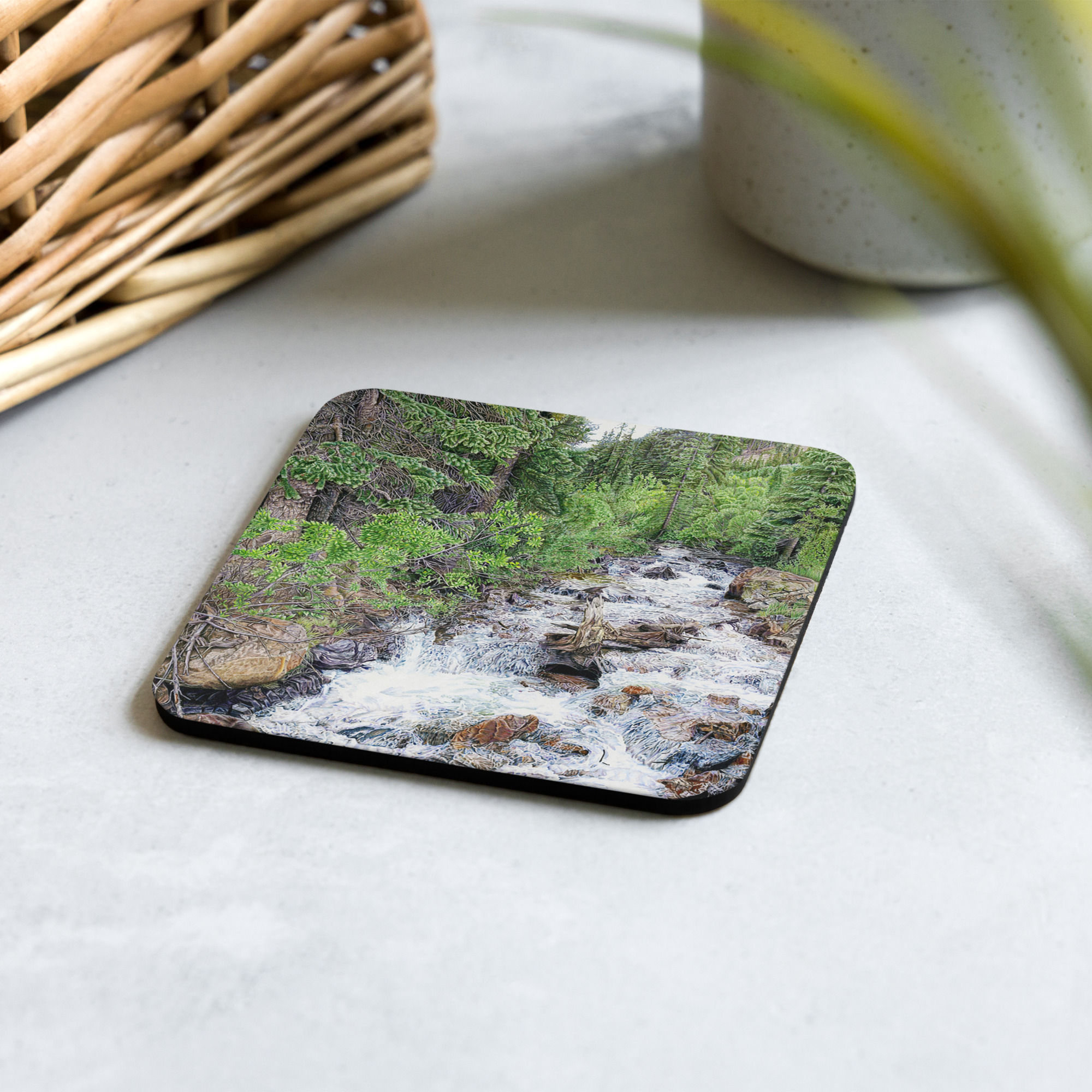 Cork-back coaster - Mountain Stream
