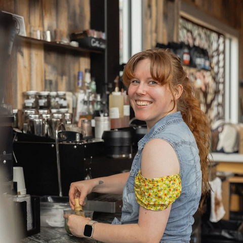 Barista making coffee at Bird's Nest in Estes Park