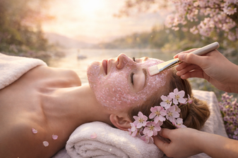 facial with spring background