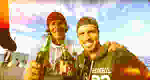sailboat friends with beer smiling happy