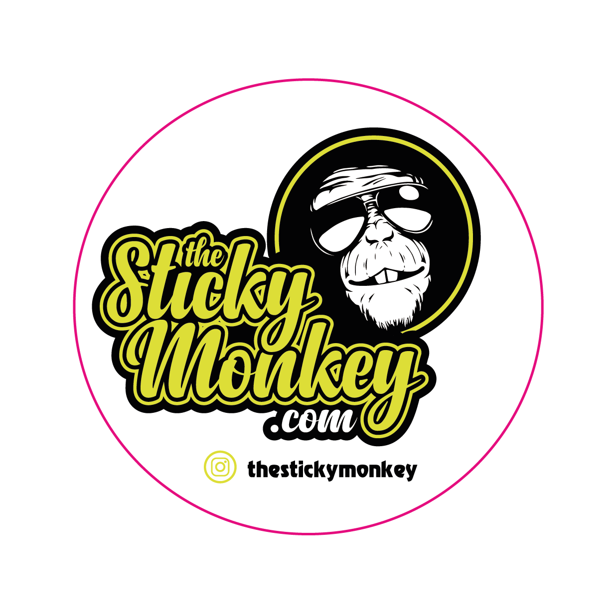 Sticky Monkey White, Full Colour Round Sticker