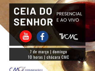 Ceia do Senhor presencial neste domingo, com transmissão ao vivo