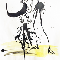Long Legs _ Indian and Acrylic ink on hand made Khady paper _ 157x110cm  .png
