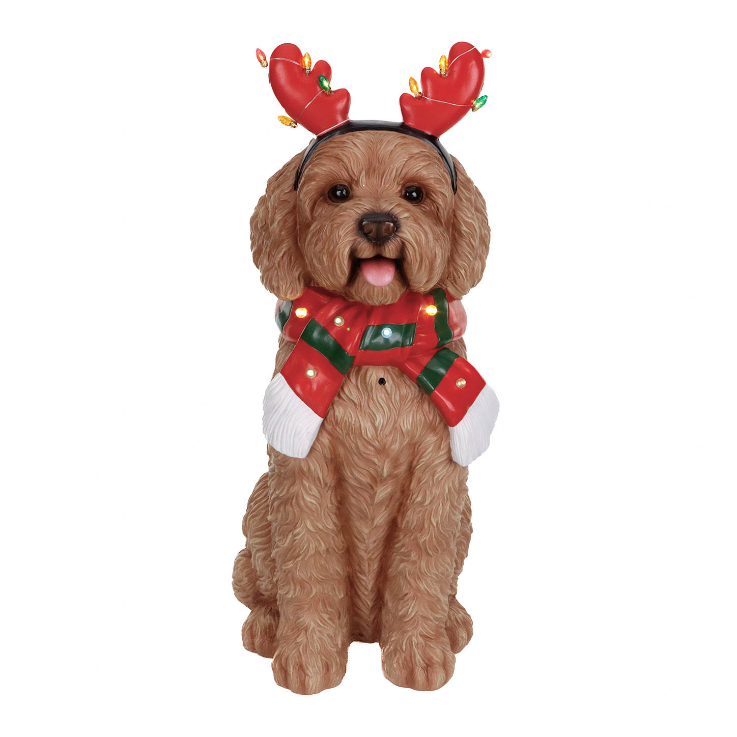 Figura Perro Navideño. Musica y Luz Led. 66cm.