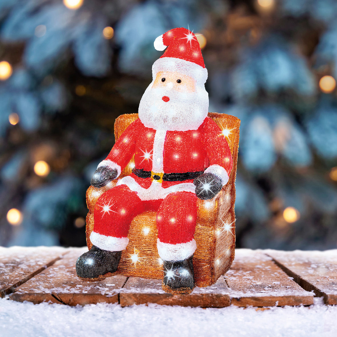 Santa LED, fijo, exterior. Largo 32cm x Ancho 36cm x Alto 57.5cm.