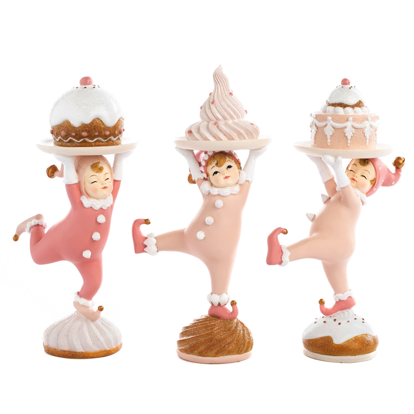 Figura niño con pastelito en bandeja. 21,5cm.