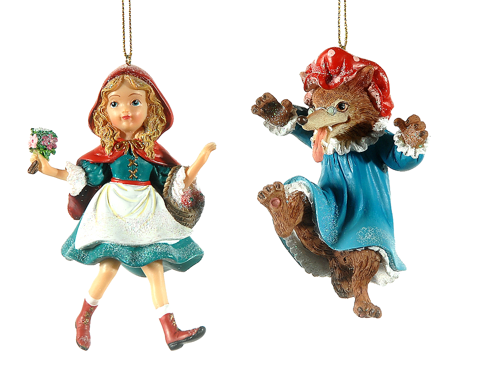 Miniatura: Colgante Caperucita y lobo, 10,50cm.