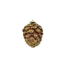 Miniatura: Colgante piña rojo y dorado mate y brillante. 8cm.