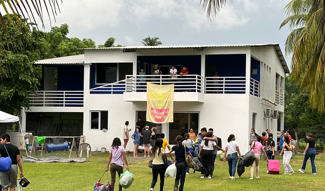 People entering Camp Mahanaim in Puerto San Jose Guatemala