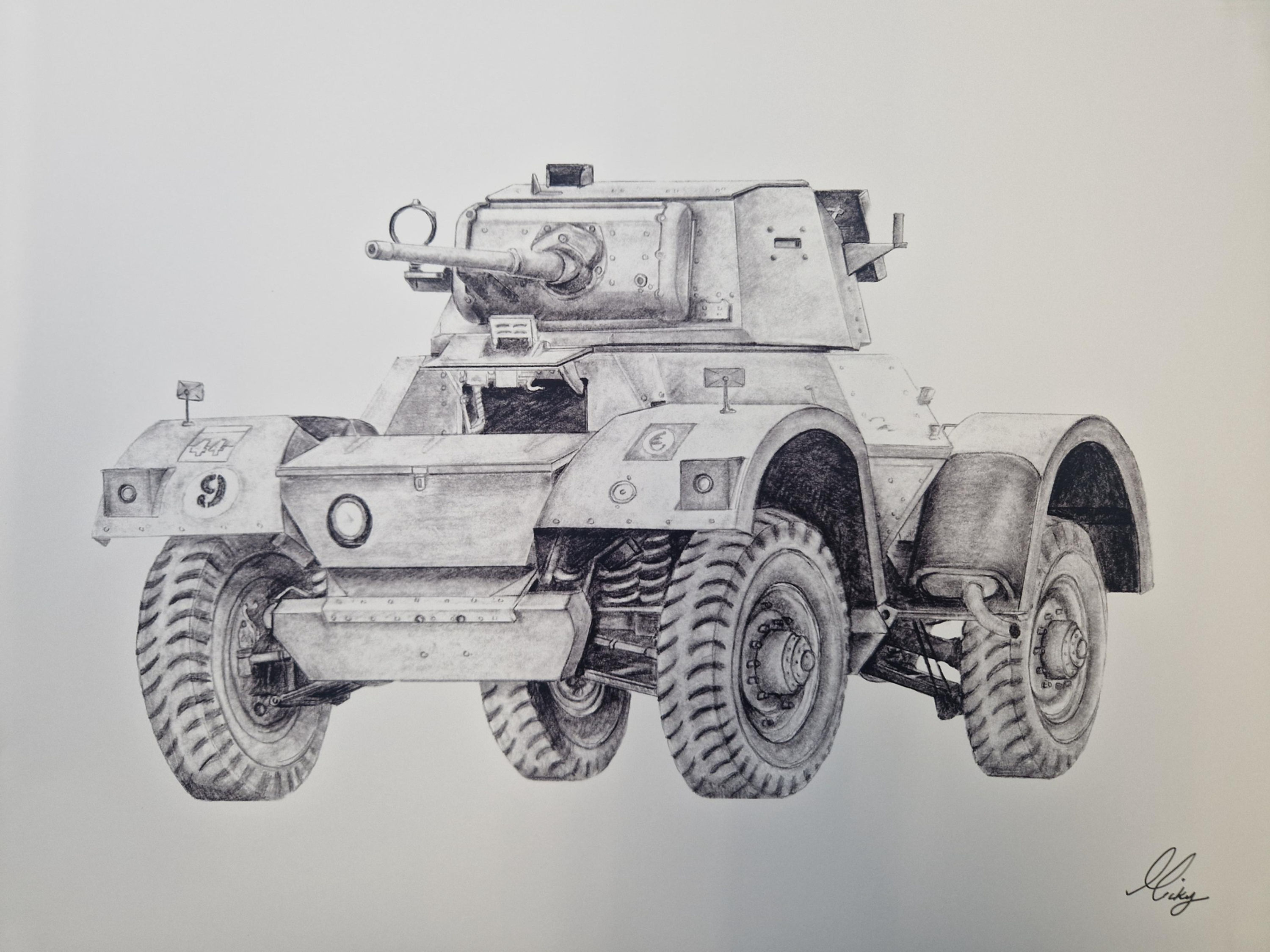 Daimler Armoured Car Mk1 Drawing Print