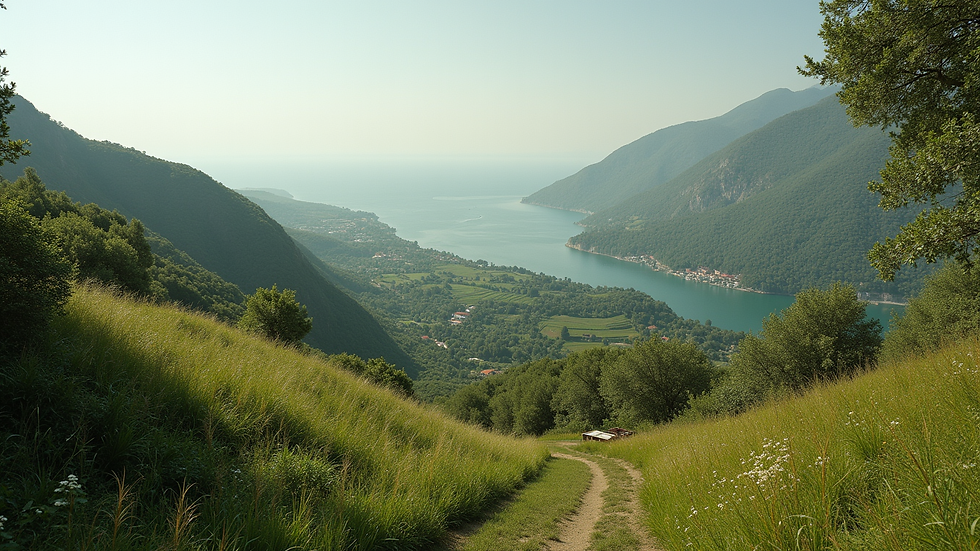 Wide angle view of Tinnari's lush landscape