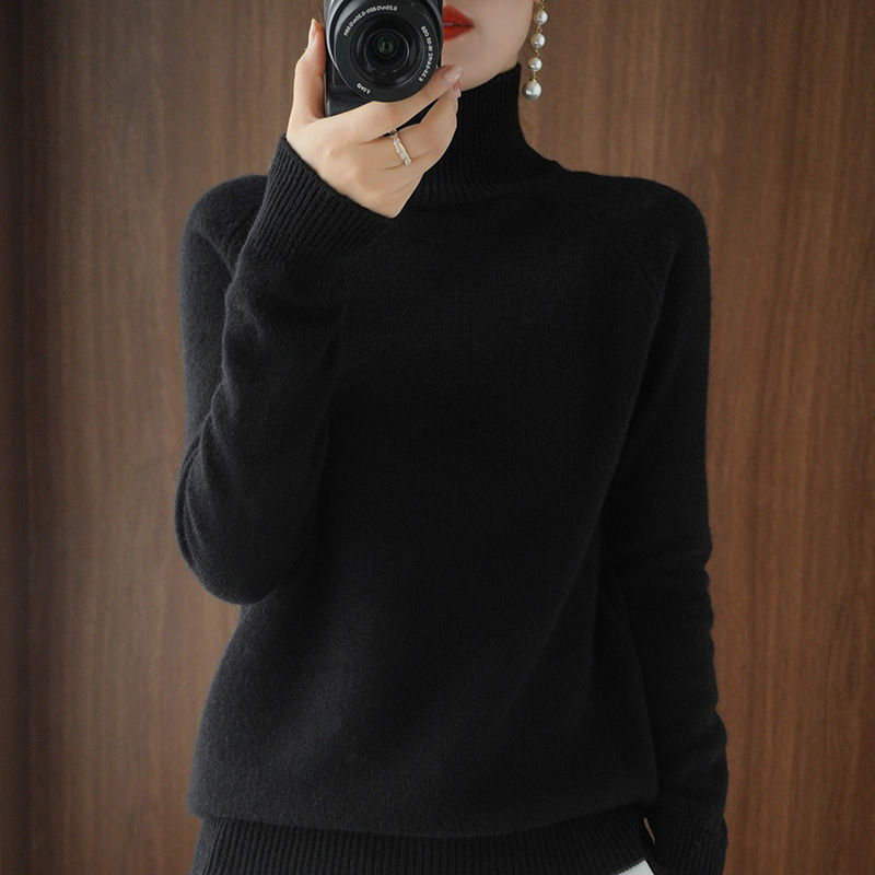Thumbnail: Fashion Basic Autumn Winter  Merino Wool Sweater Mock Neck Cashmere Pullover  So
