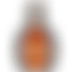 Blanton’s Original Private Reserve single barrel bourbon bottle with amber whiskey, horse stopper, and black background.