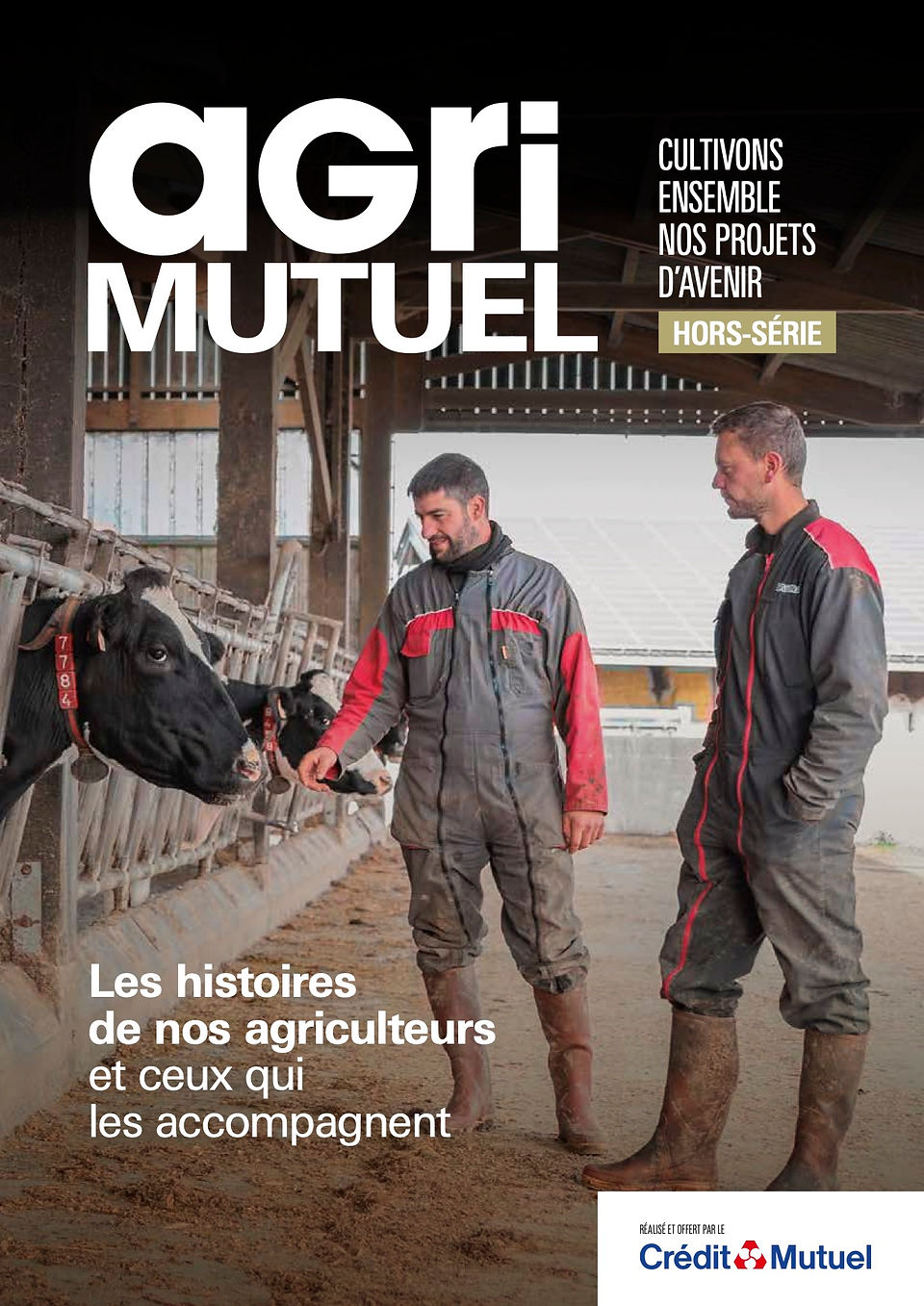 Couverture Agri Mutuel, Deux agriculteurs avec vache