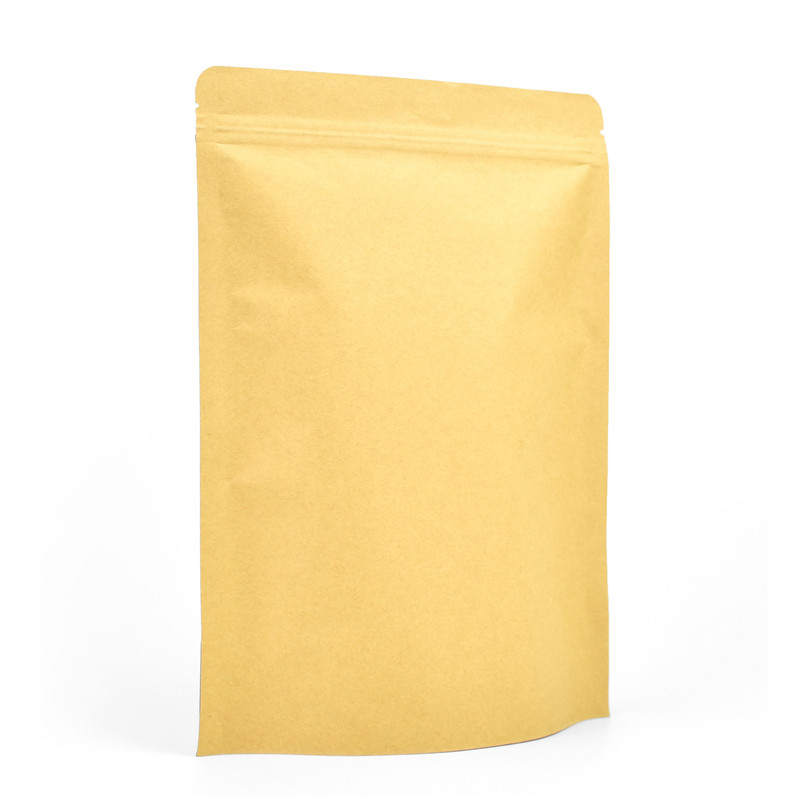 Stand-Up Windowless Kraft Food Pouches, Zip Lock & Heat Seal - 180 x 260