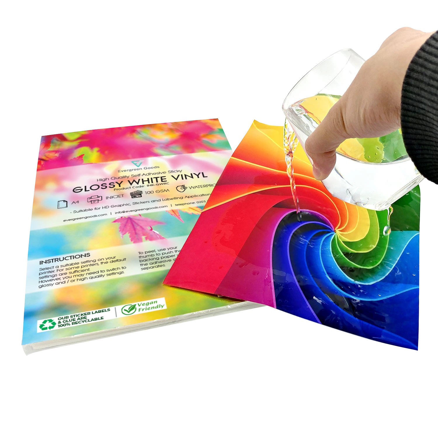 A4 Premium Glossy White Printable Sticker Vinyl Labels | Waterproof, Inkjet