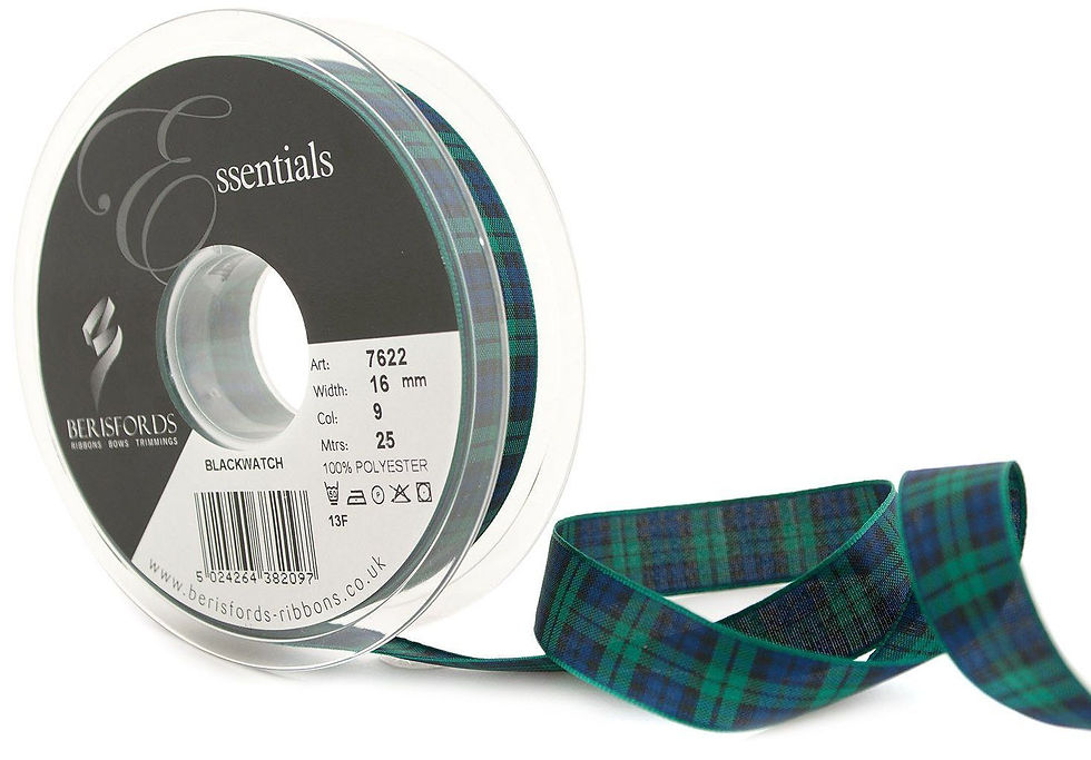 Thumbnail: Berisfords Blackwatch Tartan Ribbon 40mm 25 meter roll