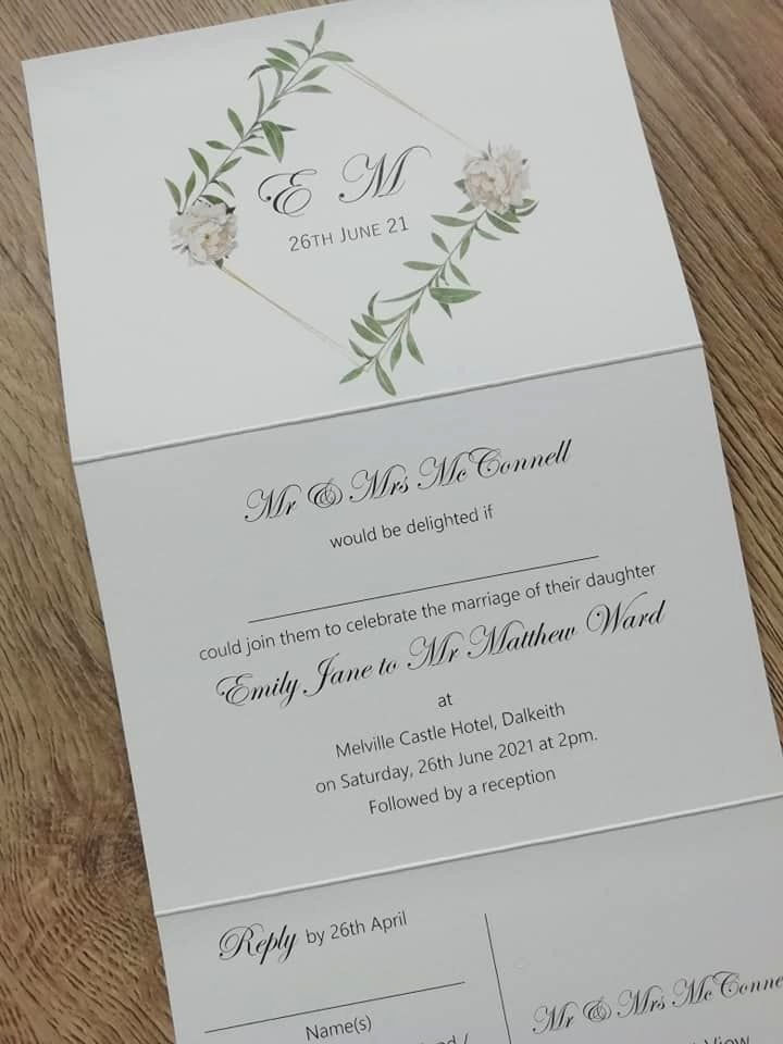 Thumbnail: White Peony & Foliage Tri Fold - INV2204212 - Minimum Order 20