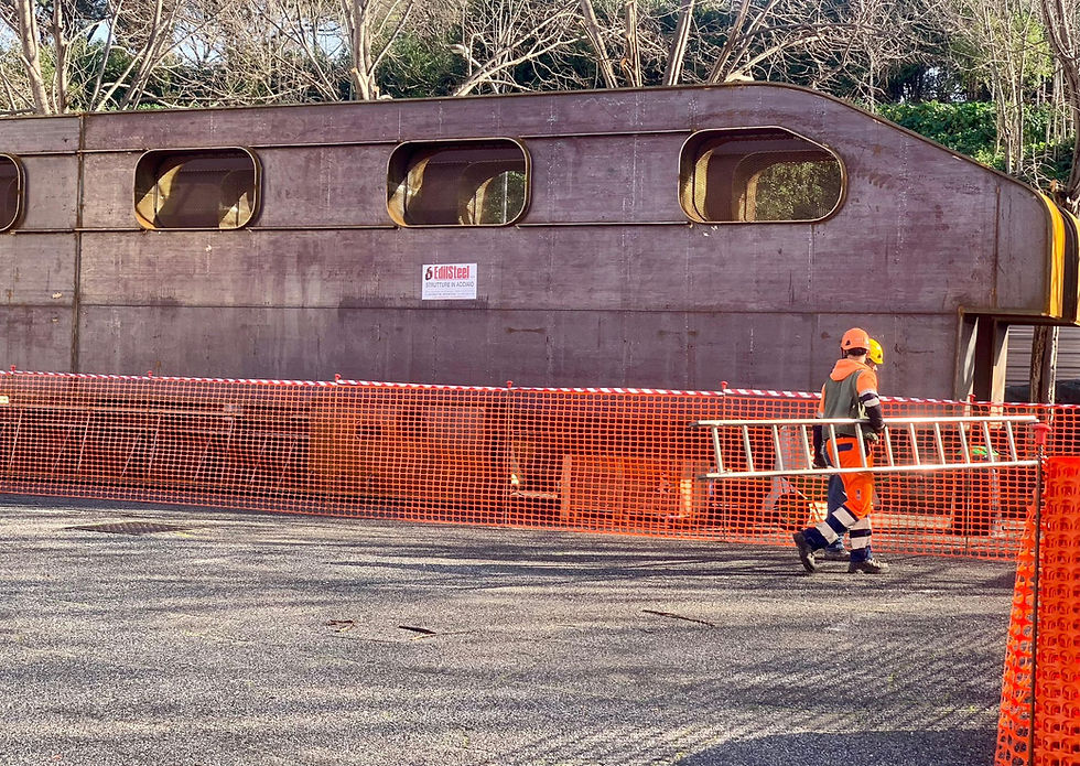 La struttura in acciaio del nuovo ponte Giulio Rocco