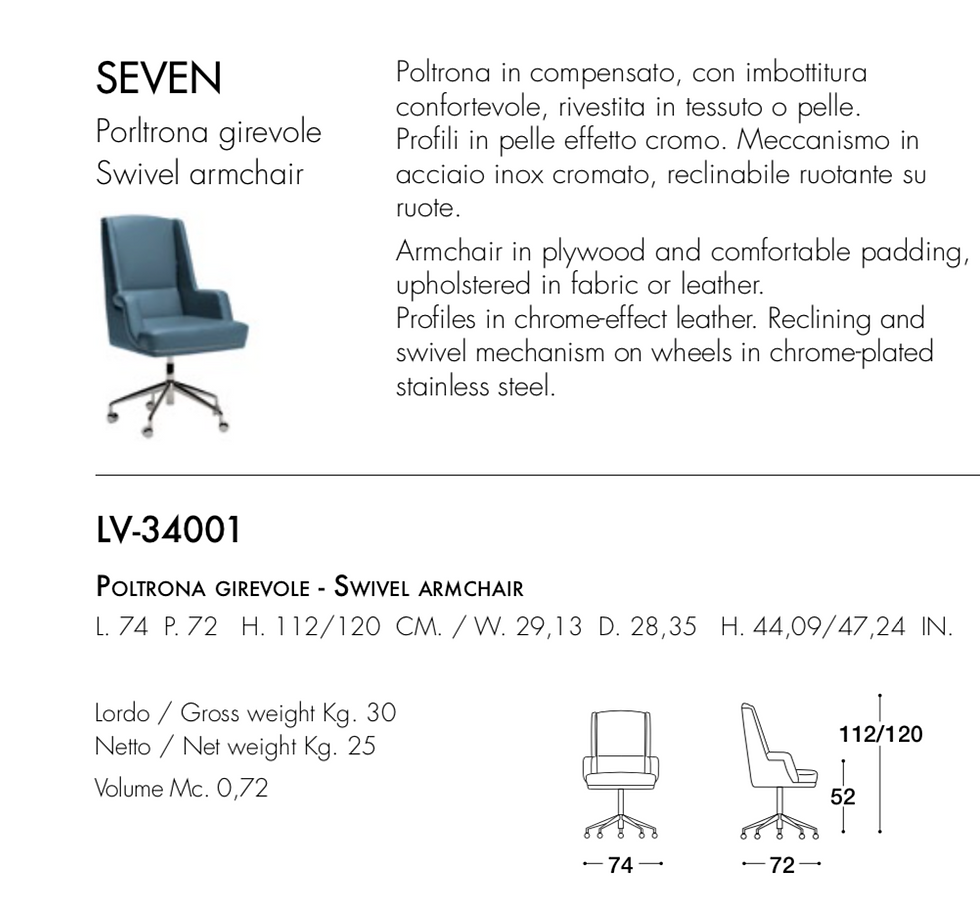Sedia girevole Seven by  Volpi