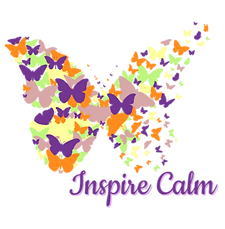 Inspire Calm logo, butterflies transforming and flying free.