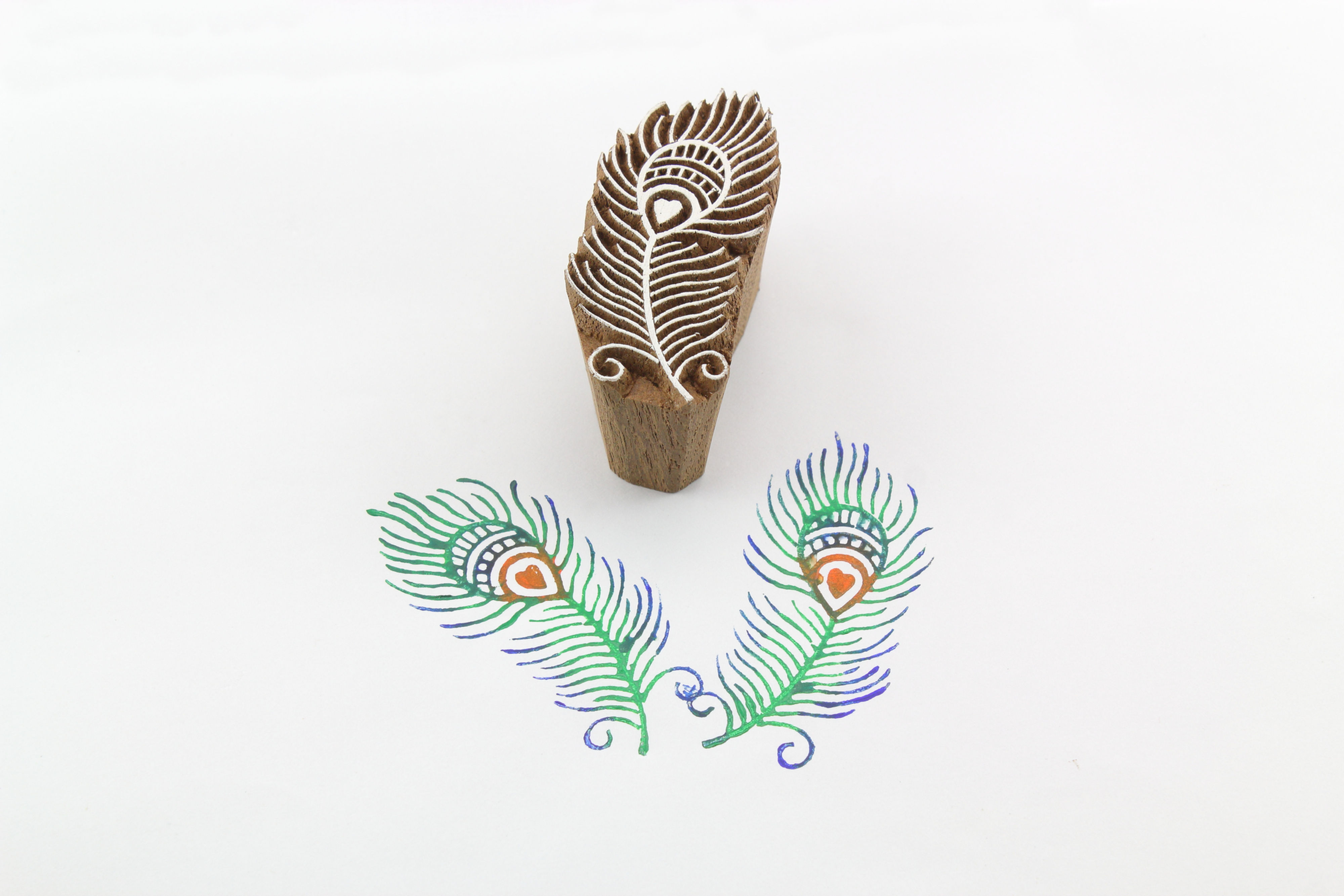 Peacock Feather Wooden Stamp
