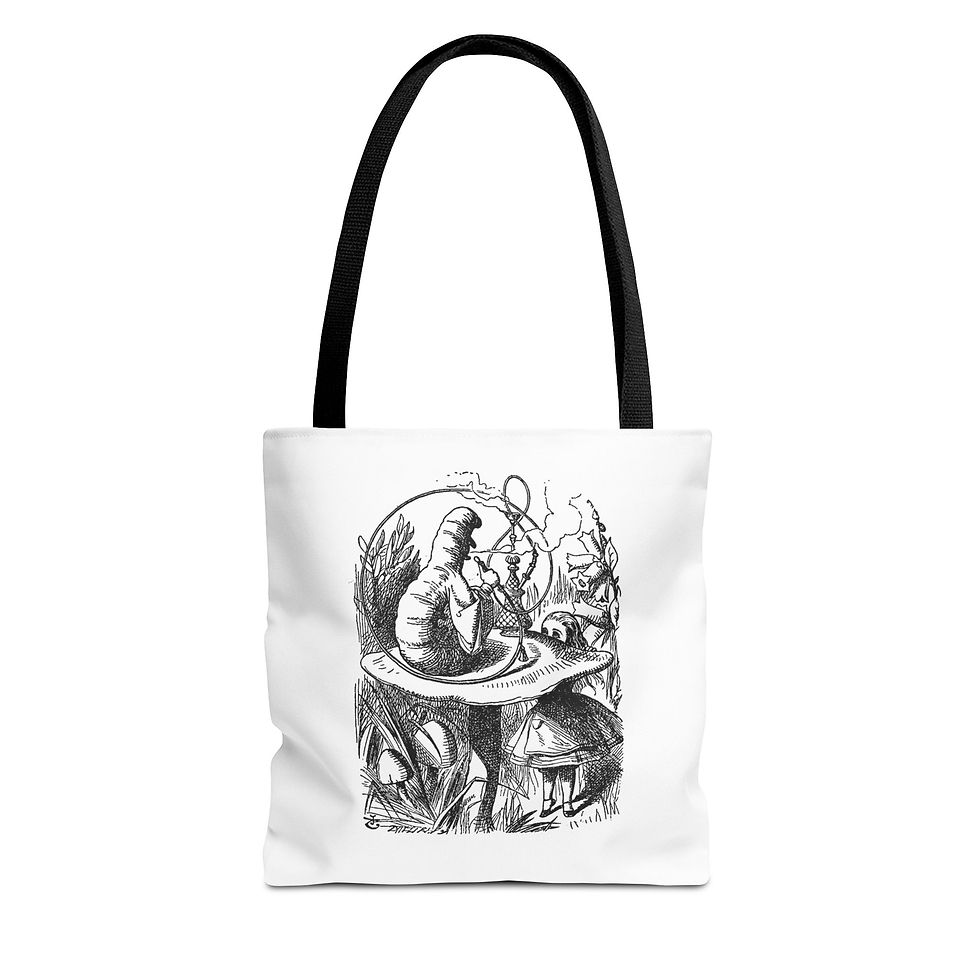 Alice in Wonderland Alice Meets Caterpillar Tote Bag
