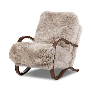 Living room chair in taupe mongolian fur