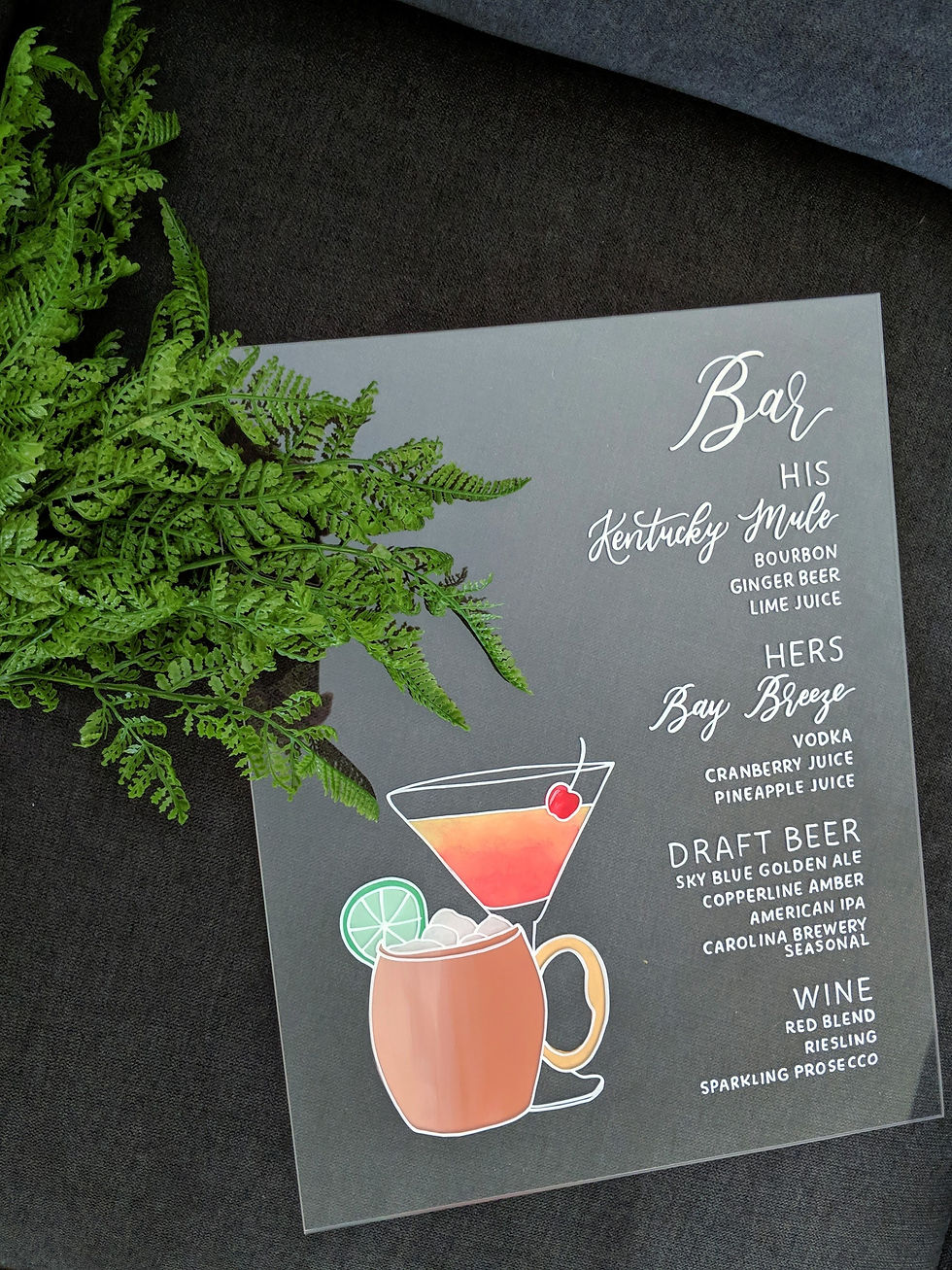 Bar Menu with 2 Signature Cockails