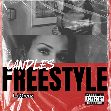 Candles Freestyle cover art by Lil Dev the Artist, featuring a women on red background and a plastic overlay