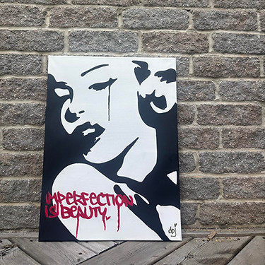 NORMA NOIR, Marilyn Monroe Acrylic on Canvas Painting, Red, Sillouette