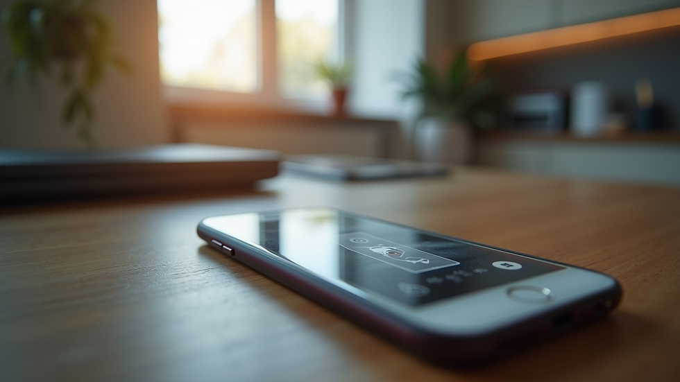 Close-up view of a smartphone displaying a home security app with live camera feed