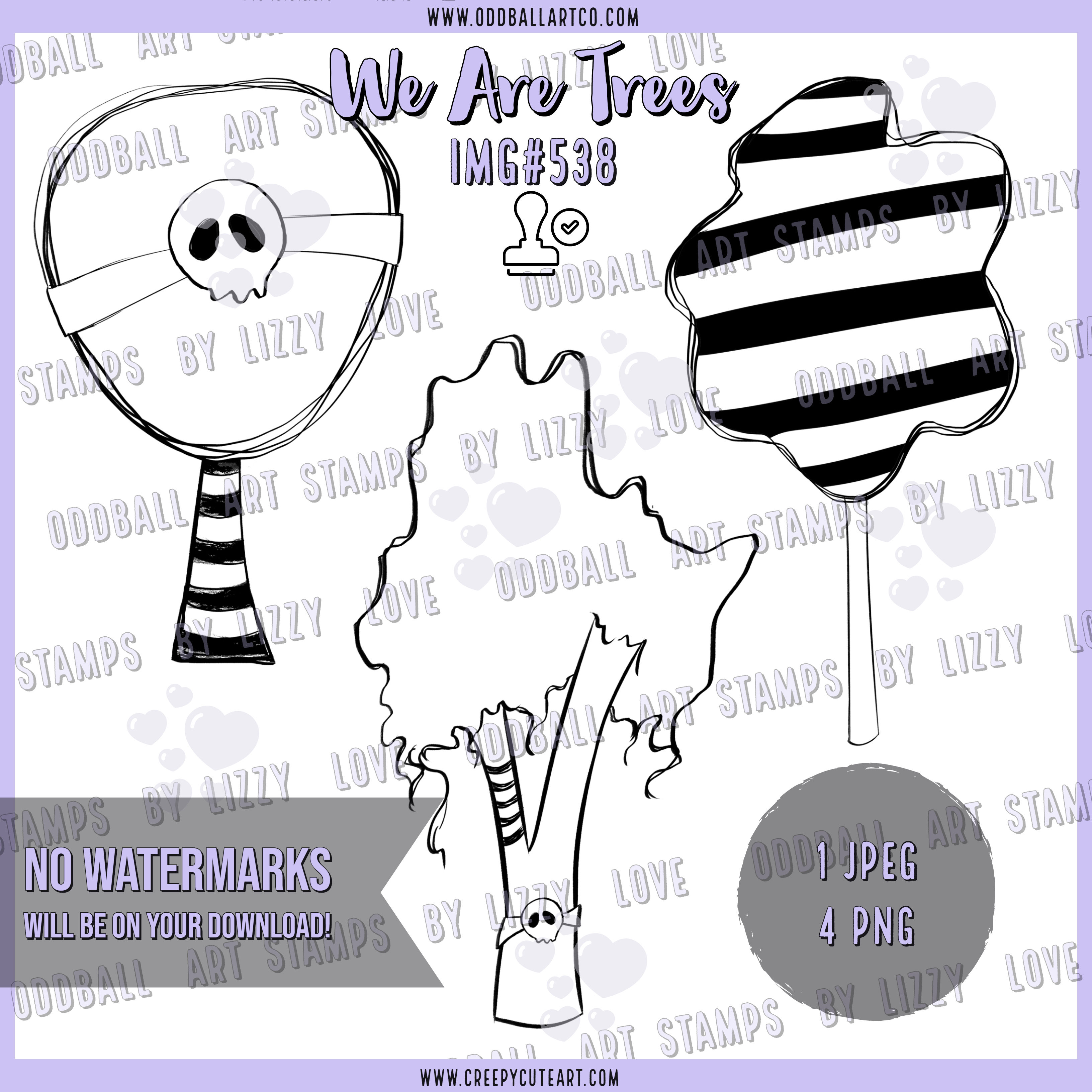 Digi Stamp We Are Trees Whimsical Creepy Cute Cartoon Trees Image 538