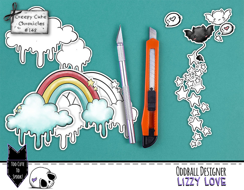 Thumbnail: CCC# 148 RAINBOWS DIGI STAMP Creepy Cute Chronicles