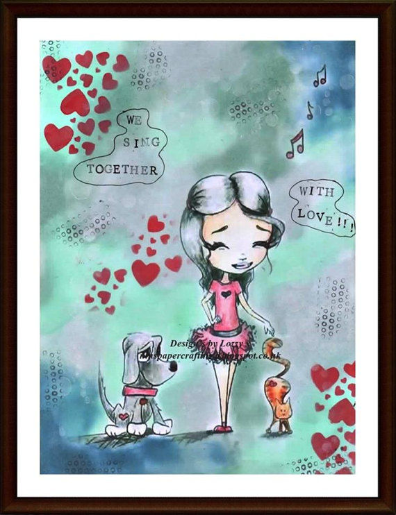 Thumbnail: Digital Stamp Dog & Cat Dance Norahs Dance with Cooper & Cruz Image No. 364